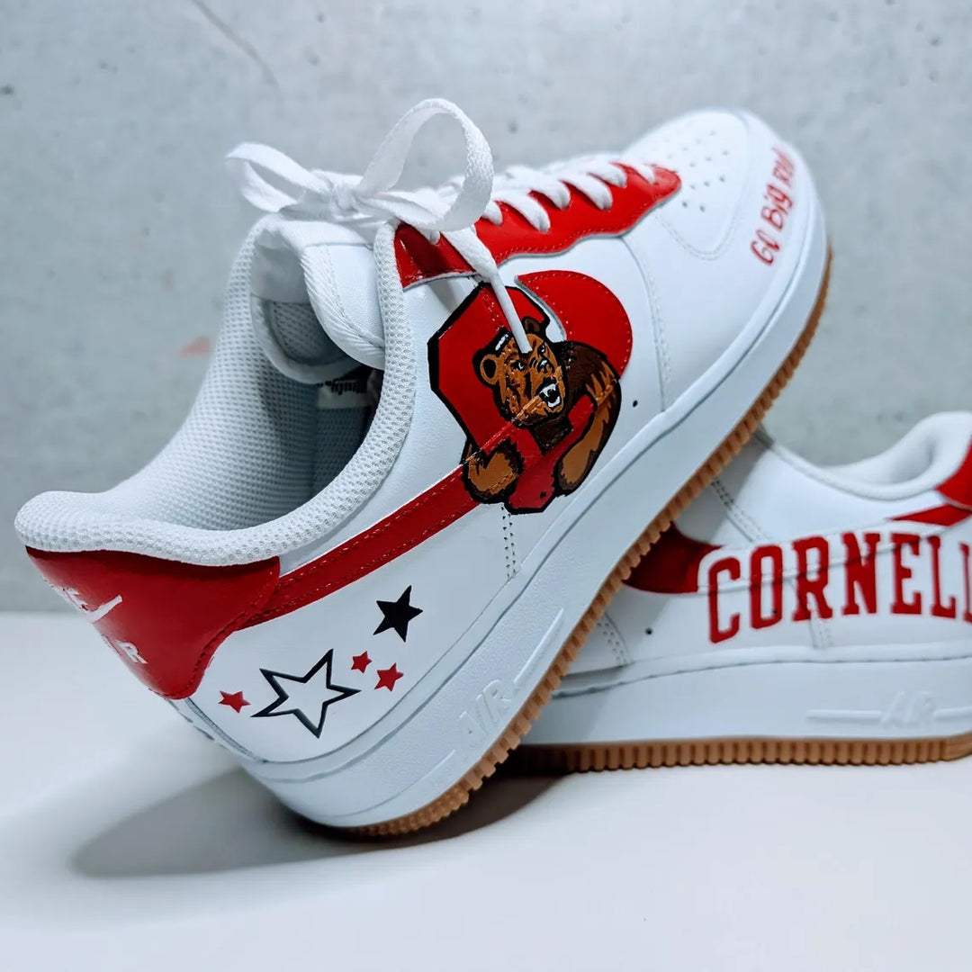 Custom Air Force 1 White Red Cornell Theme Stars
