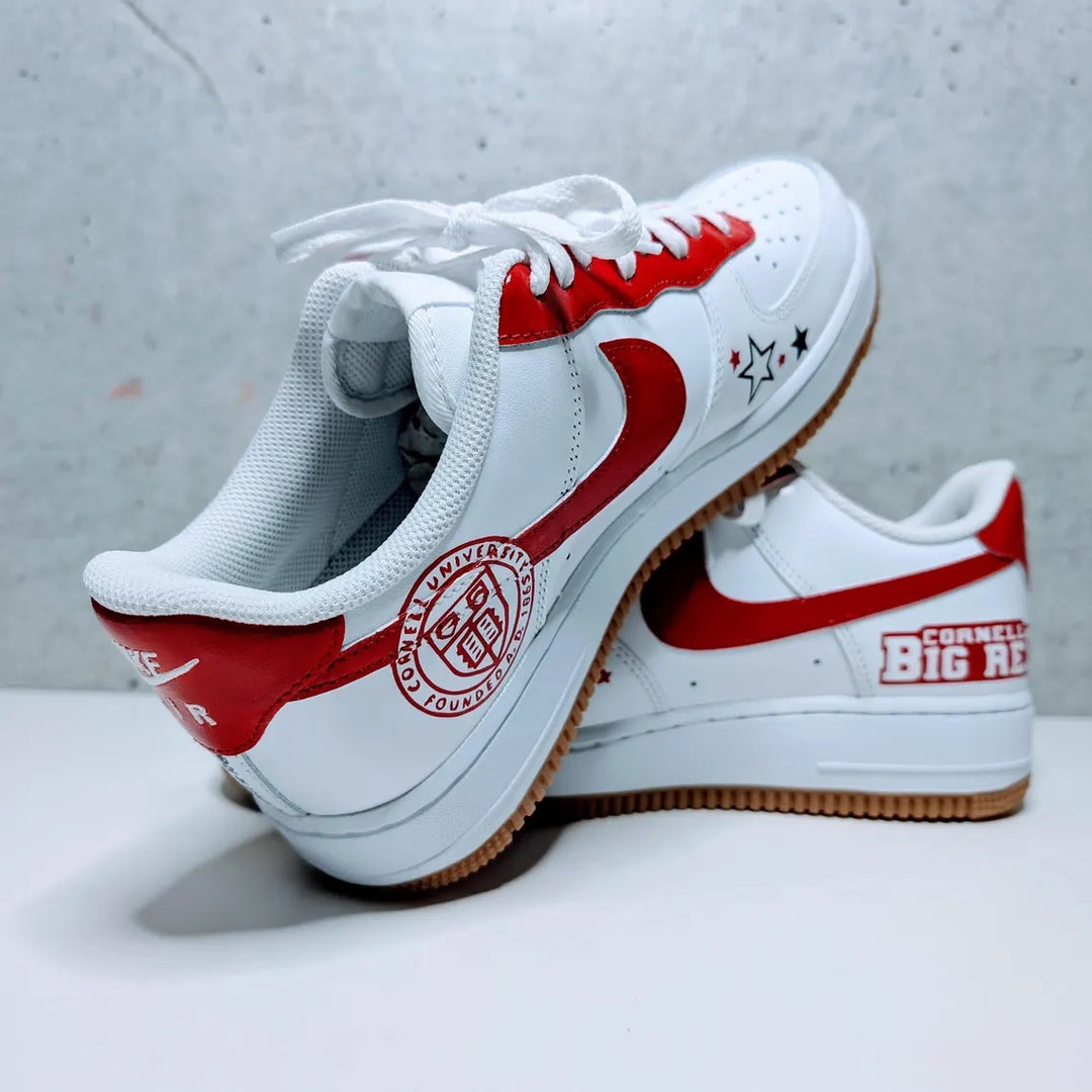 Custom Air Force 1 White Red Cornell Theme Stars