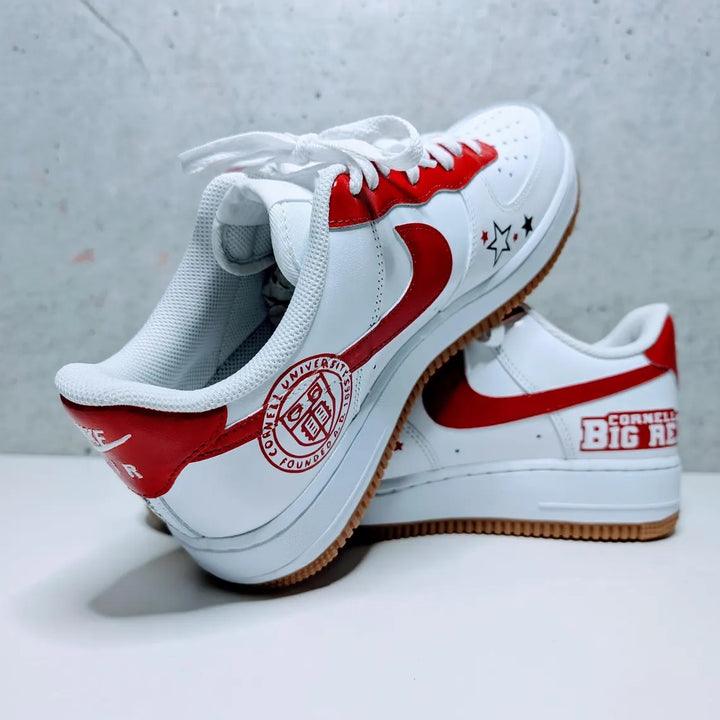 Custom Air Force 1 White Red Cornell Theme Stars