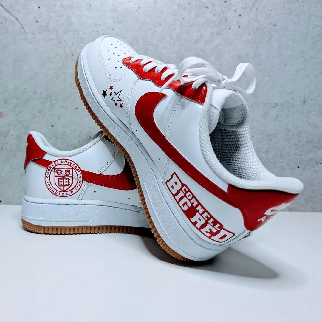 Custom Air Force 1 White Red Cornell Theme Stars