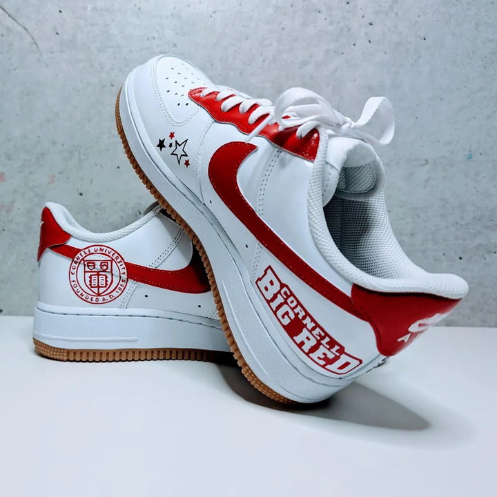Custom Air Force 1 White Red Cornell Theme Stars