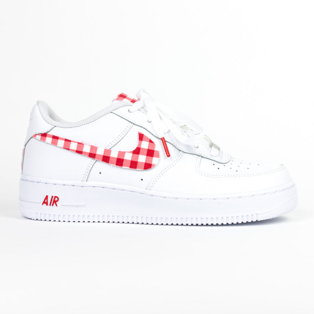Custom Air Force 1 White Red Gingham Pattern
