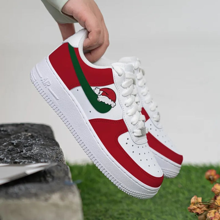 Custom Air Force 1 White Red Green Santa Hat