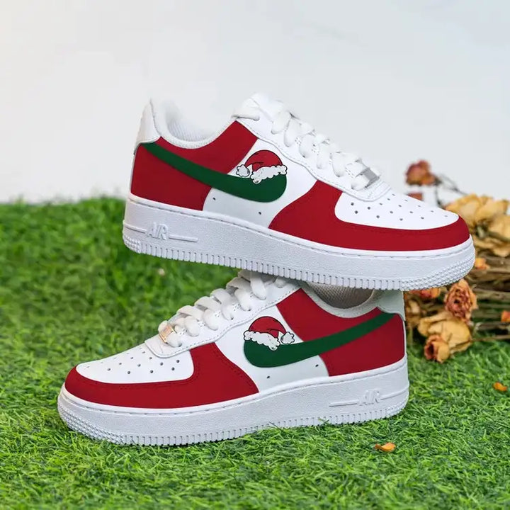 Custom Air Force 1 White Red Green Santa Hat