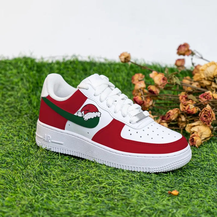 Custom Air Force 1 White Red Green Santa Hat