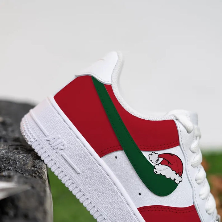 Custom Air Force 1 White Red Green Santa Hat