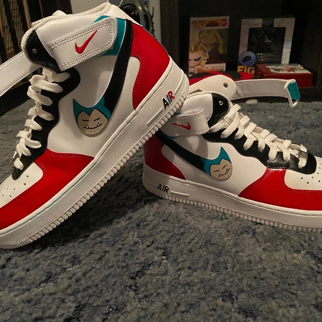 Custom Air Force 1 White Red With Cartoon Character Design