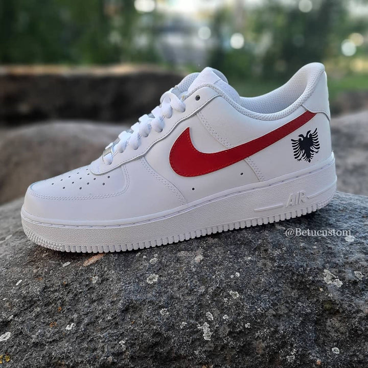 Custom Air Force 1 White Red With Eagle Design