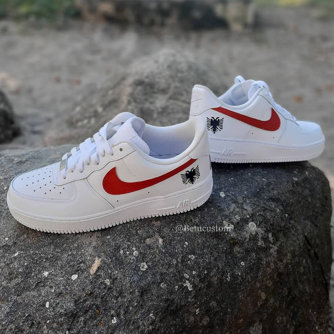 Custom Air Force 1 White Red With Eagle Design