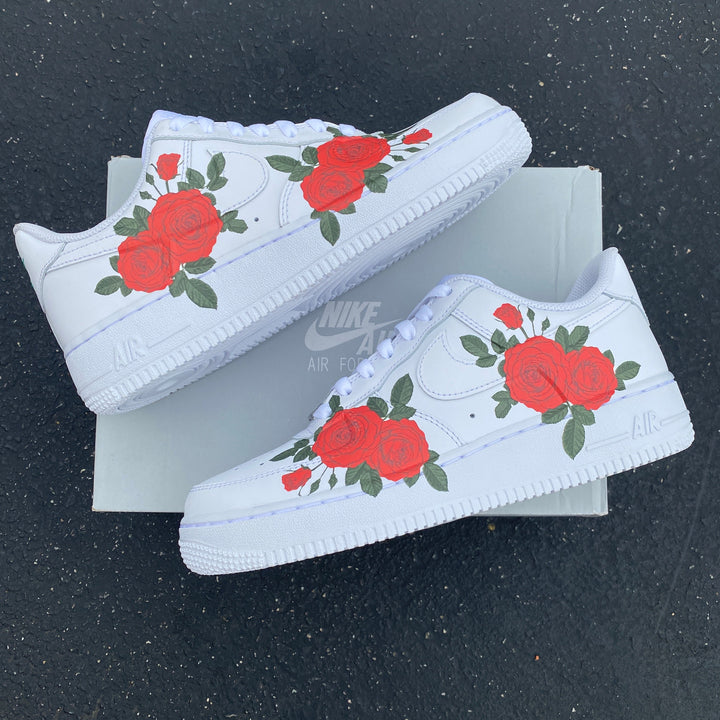 Custom Air Force 1 White Rose Pattern
