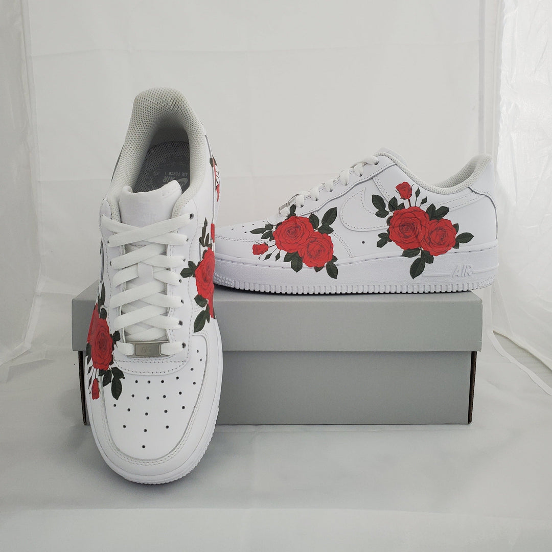 Custom Air Force 1 White Rose Pattern