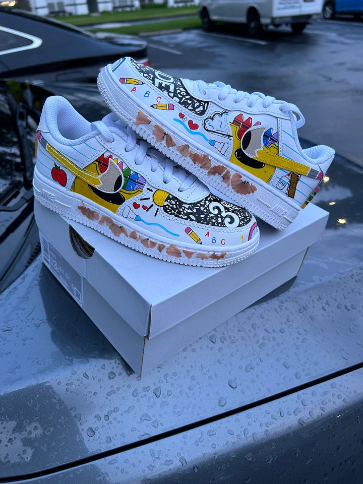 Custom Air Force 1 White School Supplies Pattern
