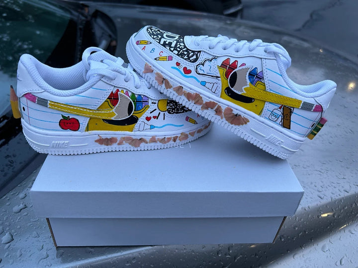 Custom Air Force 1 White School Supplies Pattern