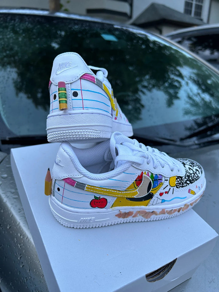 Custom Air Force 1 White School Supplies Pattern