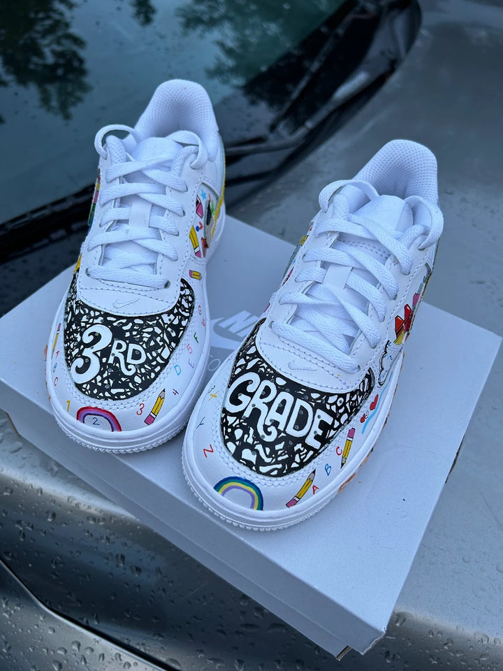 Custom Air Force 1 White School Supplies Pattern