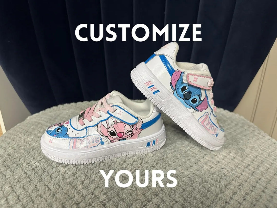 Custom Air Force 1 White Stitch And Angel Pattern