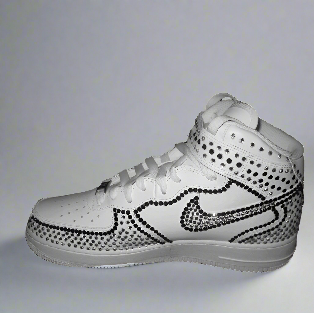 Custom Air Force 1 White Studded Rhinestones Design