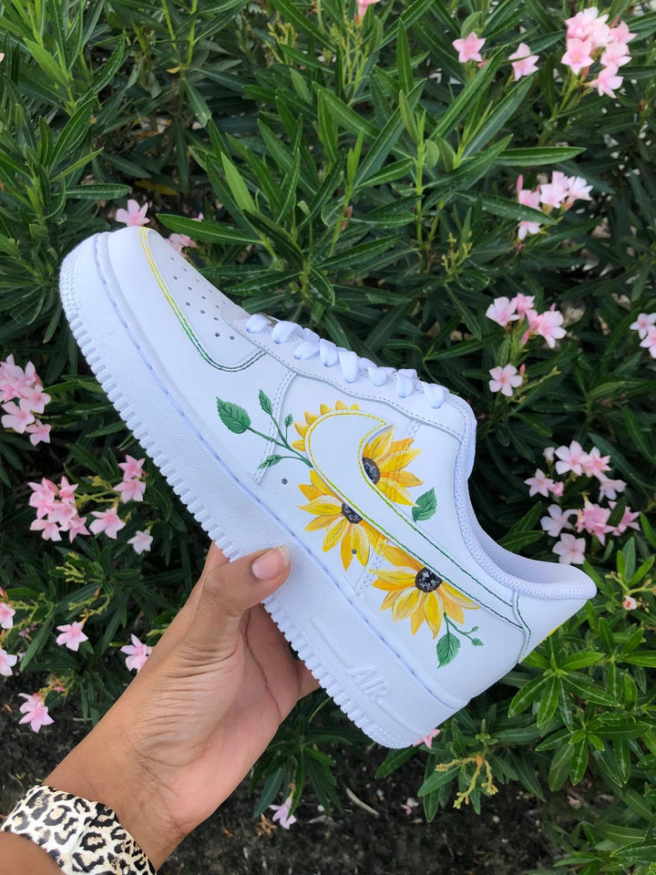 Custom Air Force 1 White Sunflower Pattern