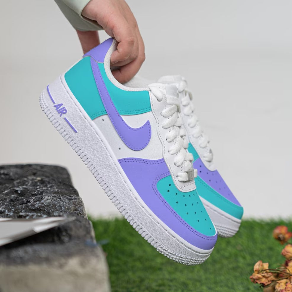 Custom Air Force 1 White Teal Purple
