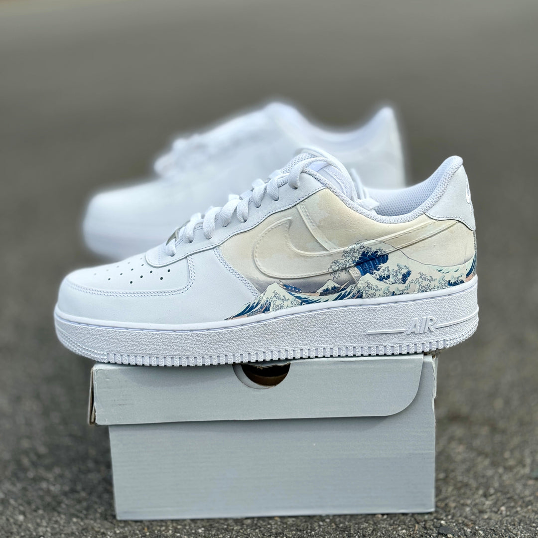 Custom Air Force 1 White The Great Wave Off Kanagawa Design