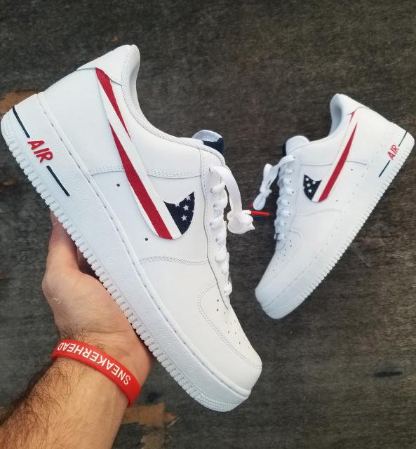 Custom Air Force 1 White USA Flag Pattern