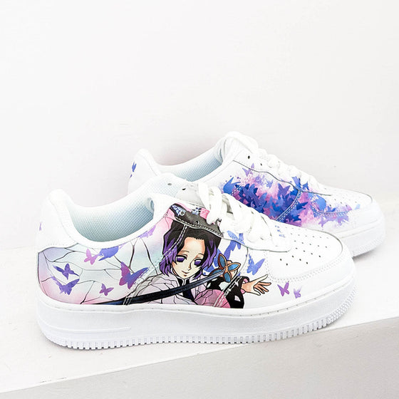 Custom Air Force 1 White With Anime Character And Butterflies