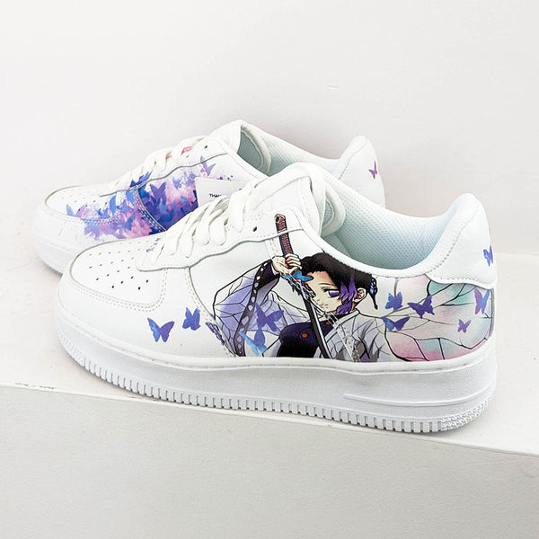 Custom Air Force 1 White With Anime Character And Butterflies