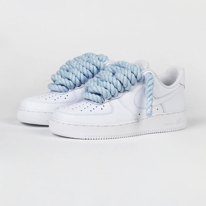 Custom Air Force 1 White With Baby Blue Rope Laces