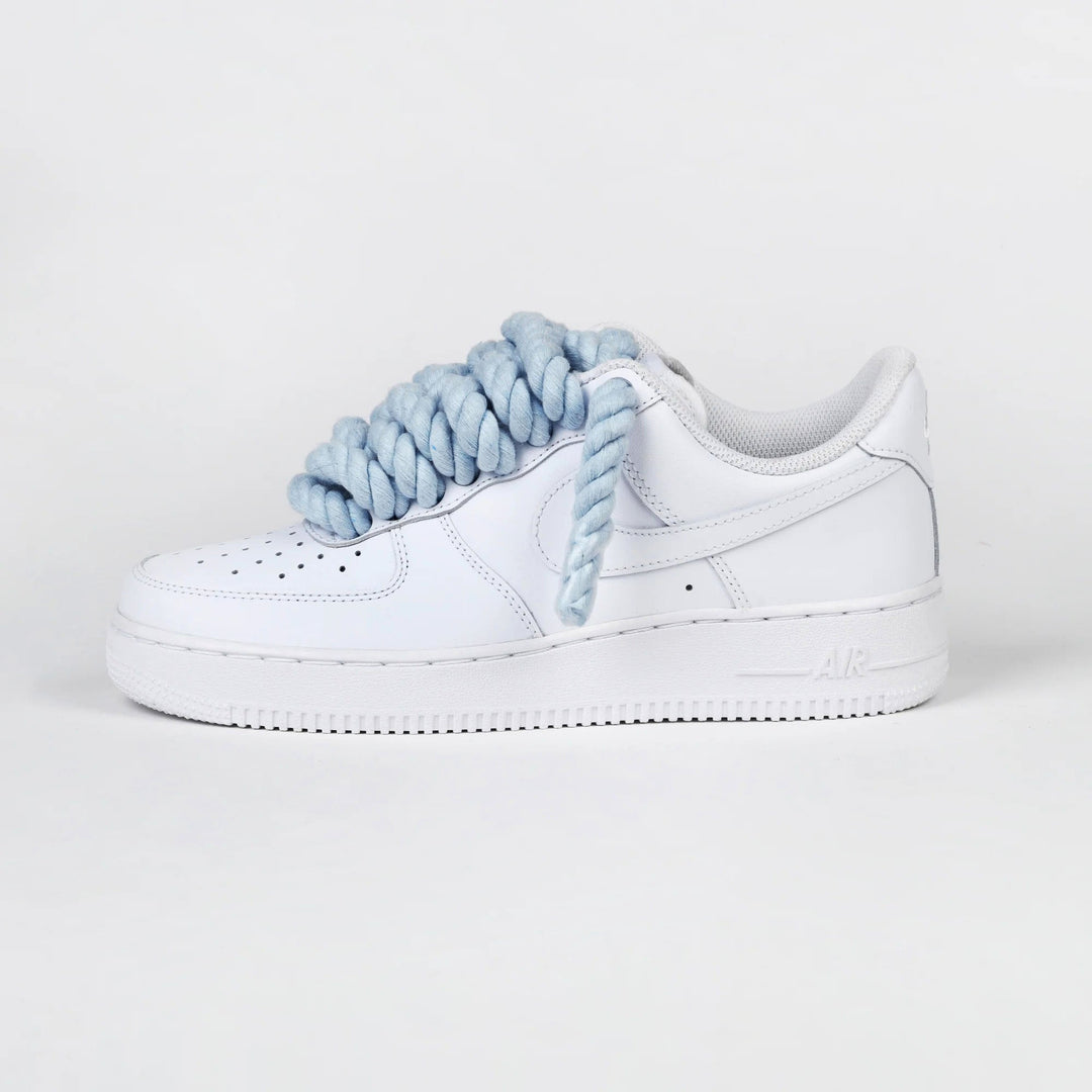 Custom Air Force 1 White With Baby Blue Rope Laces