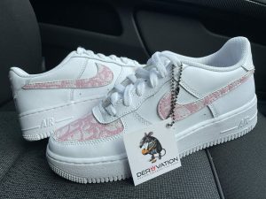 Custom Air Force 1 White With Baby Pink Dior Logo Patterns