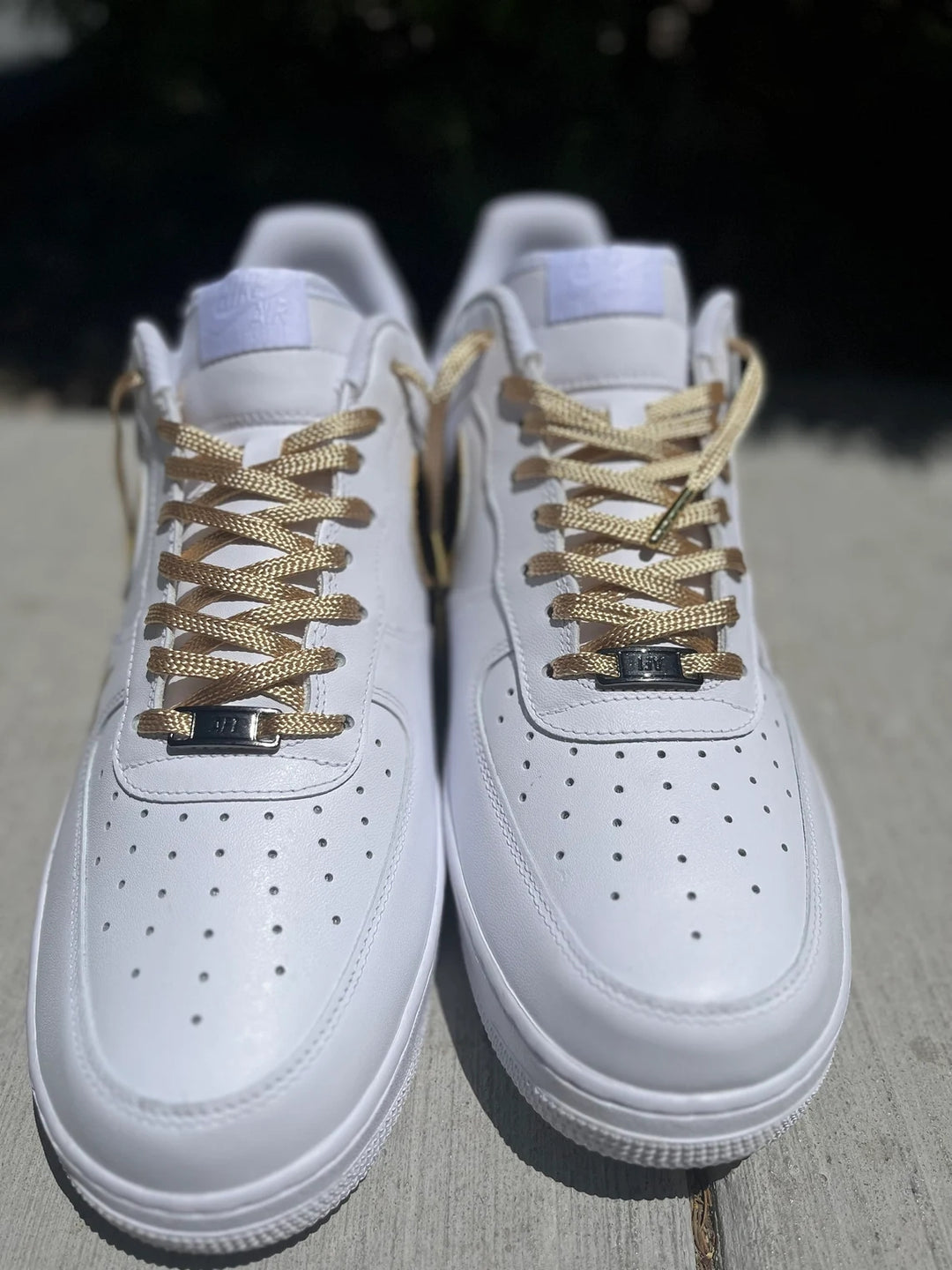 Custom Air Force 1 White With Black And Gold Accents
