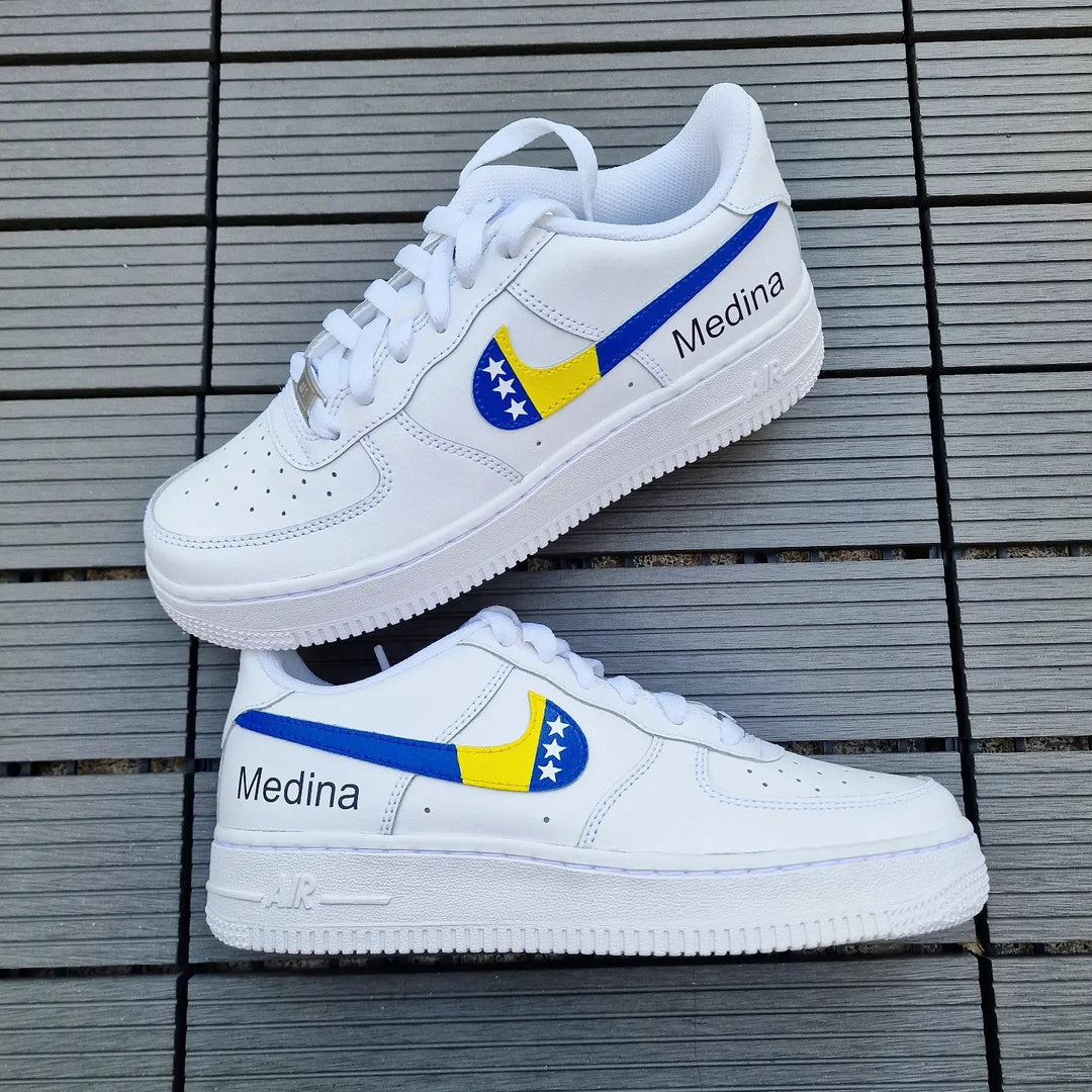 Custom Air Force 1 White With Bosnia Herzegovina Flag Design