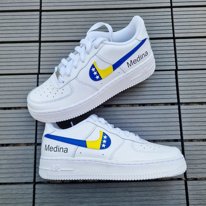 Custom Air Force 1 White With Bosnia Herzegovina Flag Design
