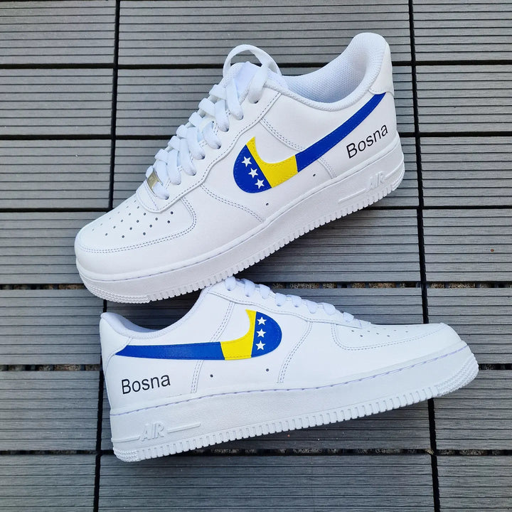 Custom Air Force 1 White With Bosnia Herzegovina Flag Design