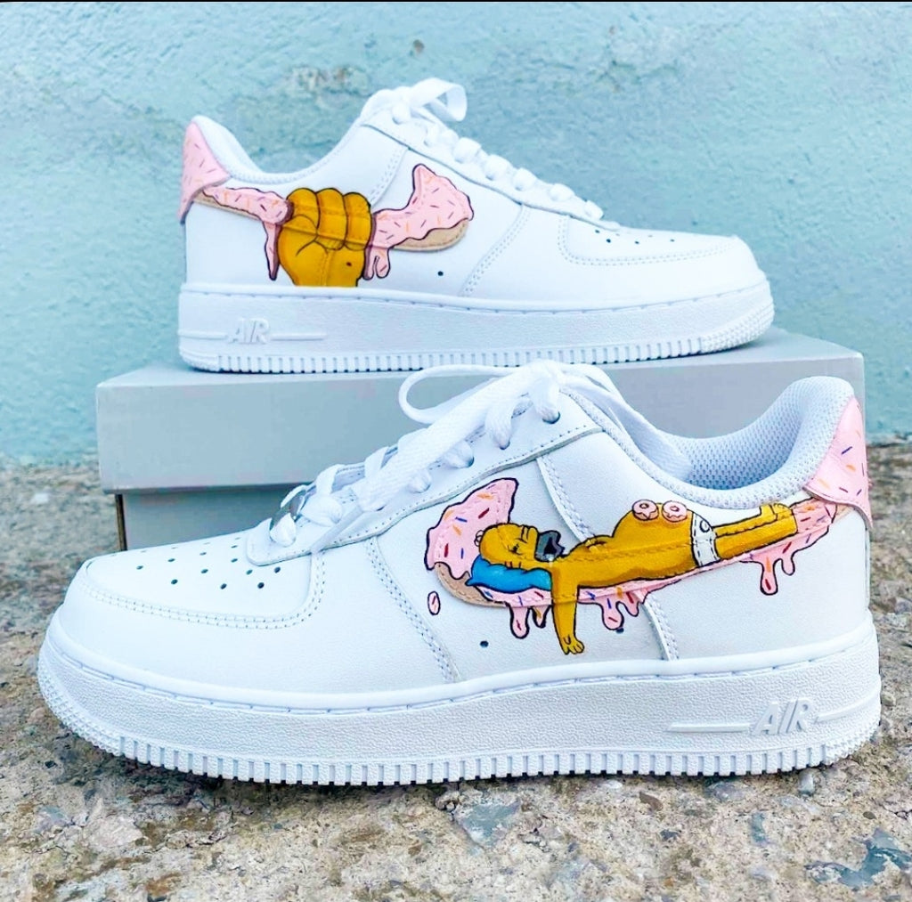 Custom Air Force 1 White With Cartoon Pattern