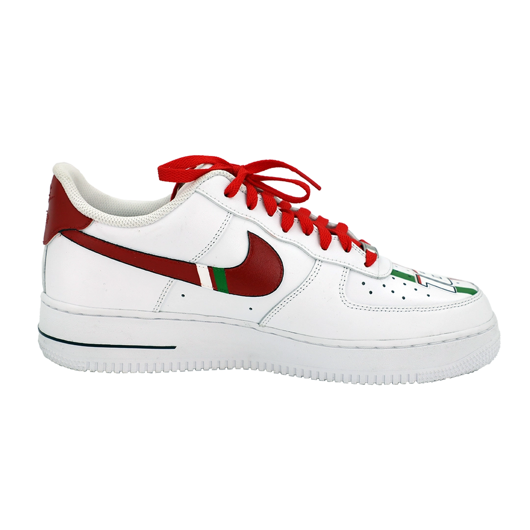 Custom Air Force 1 White With Ferrari Logos And Red Accents