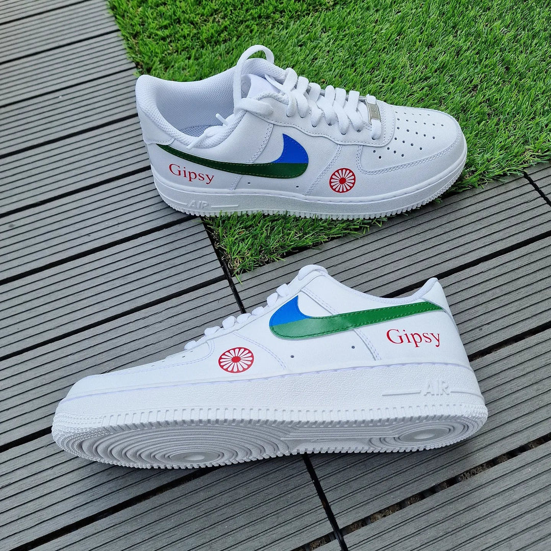 Custom Air Force 1 White With Gipsy Text And Flower Logo