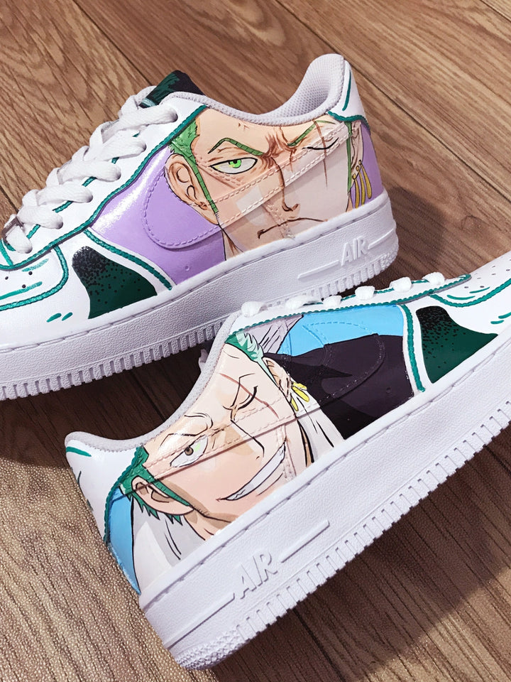 Custom Air Force 1 White With Green And Purple Anime Character Design