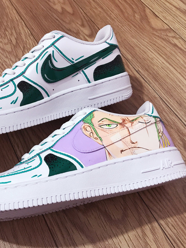 Custom Air Force 1 White With Green And Purple Anime Character Design