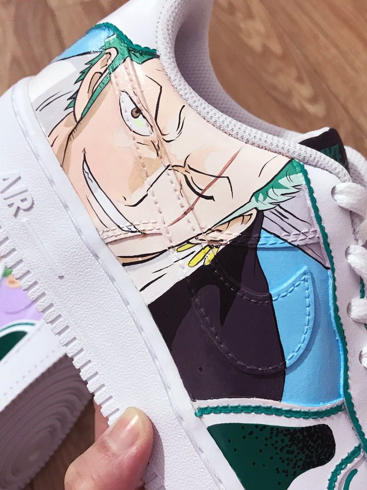 Custom Air Force 1 White With Green And Purple Anime Character Design
