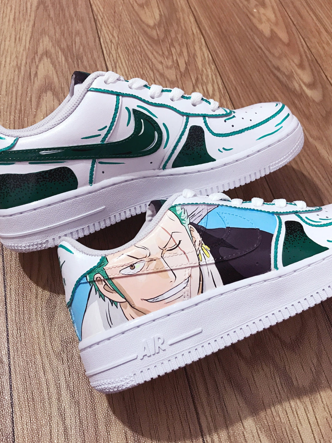 Custom Air Force 1 White With Green And Purple Anime Character Design