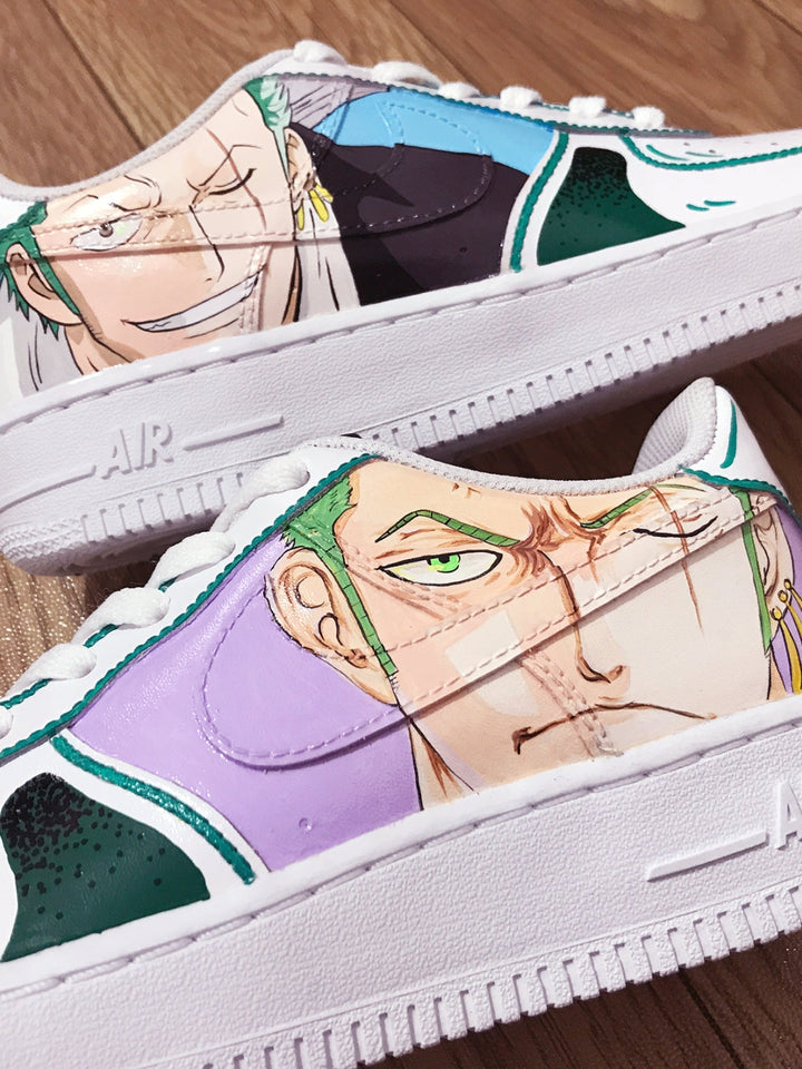 Custom Air Force 1 White With Green And Purple Anime Character Design