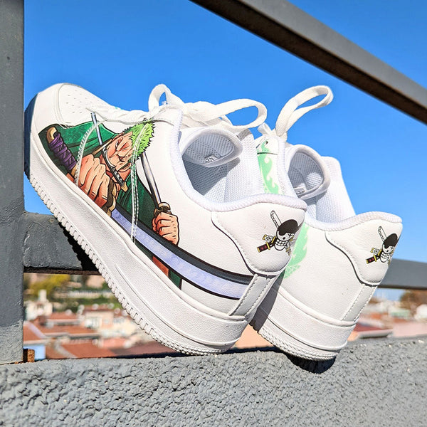 Custom Air Force 1 White With One - Piece Zoro And Dragon Patterns