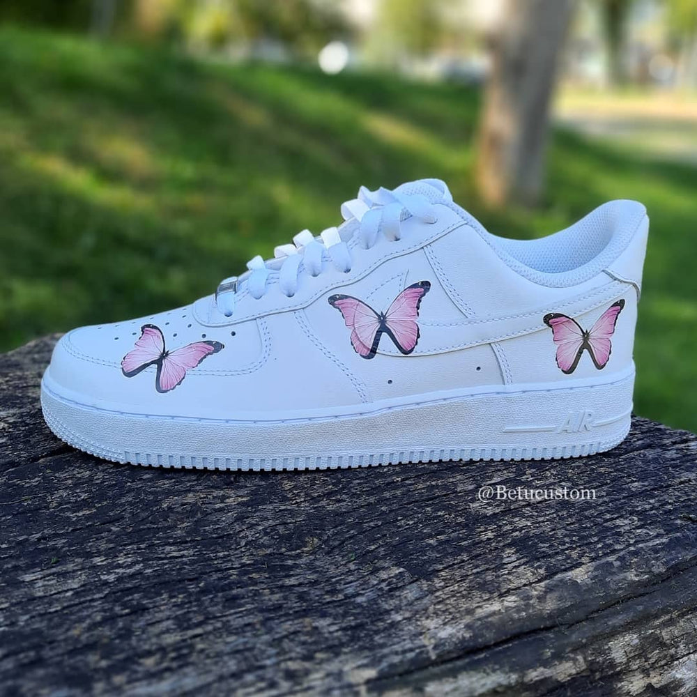 Custom Air Force 1 White With Pink Butterflies