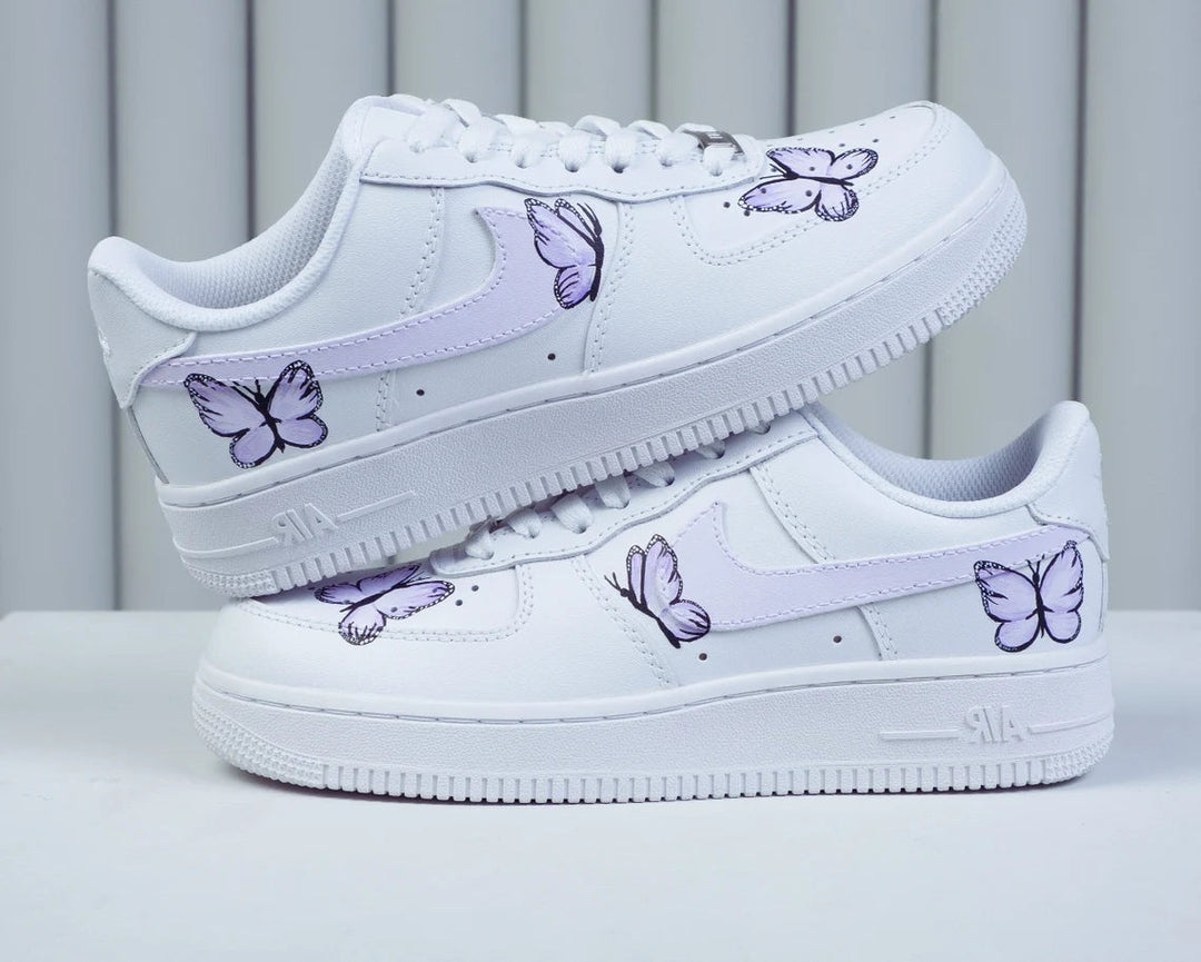 Custom Air Force 1 White with Purple Butterflies