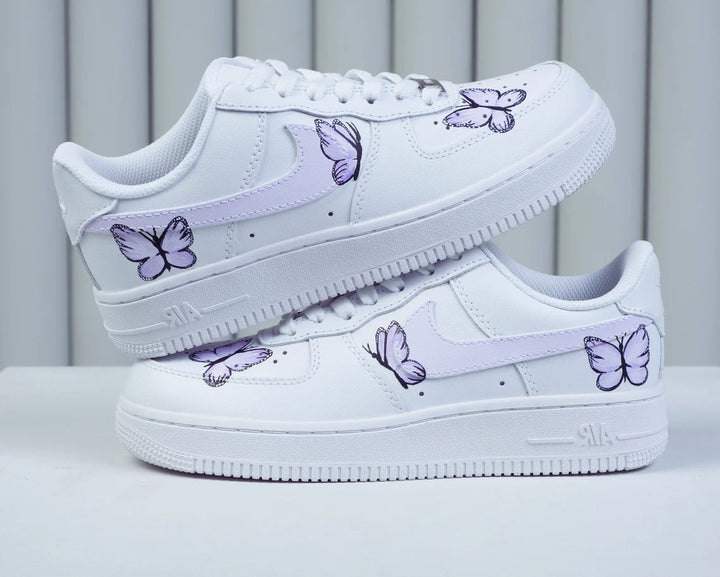 Custom Air Force 1 White with Purple Butterflies