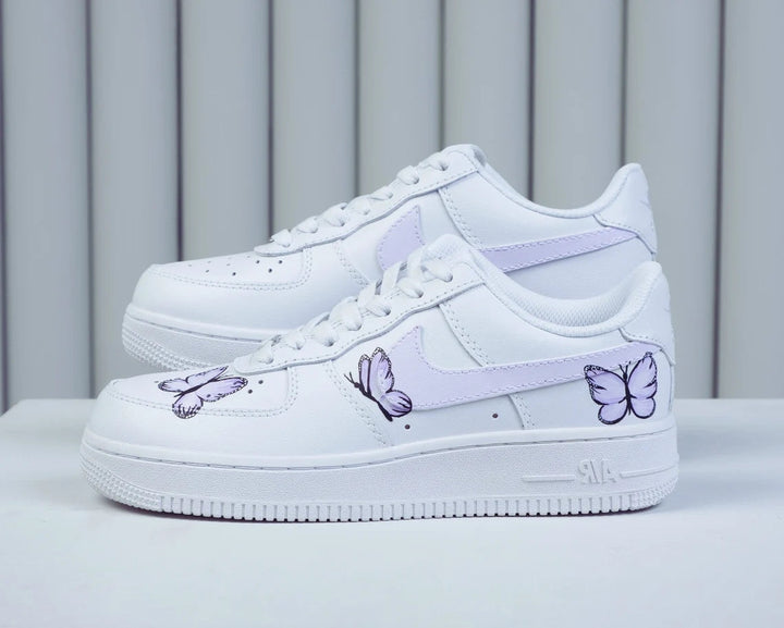 Custom Air Force 1 White with Purple Butterflies