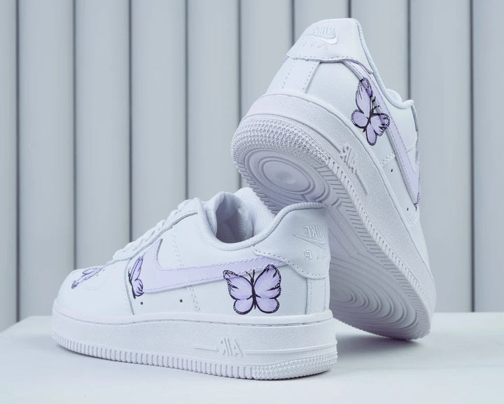Custom Air Force 1 White with Purple Butterflies