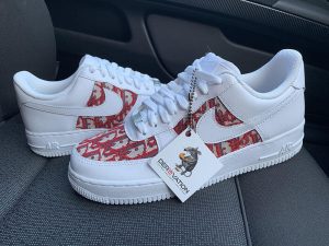 Custom Air Force 1 White With Red Camouflage Pattern