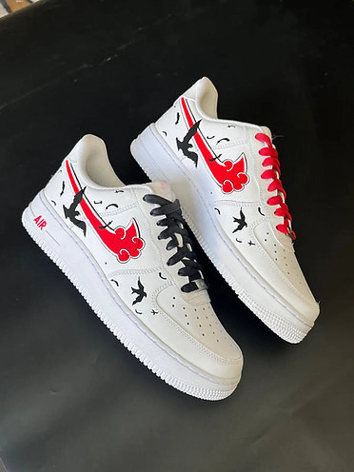 Custom Air Force 1 White With Red Clouds And Black Birds